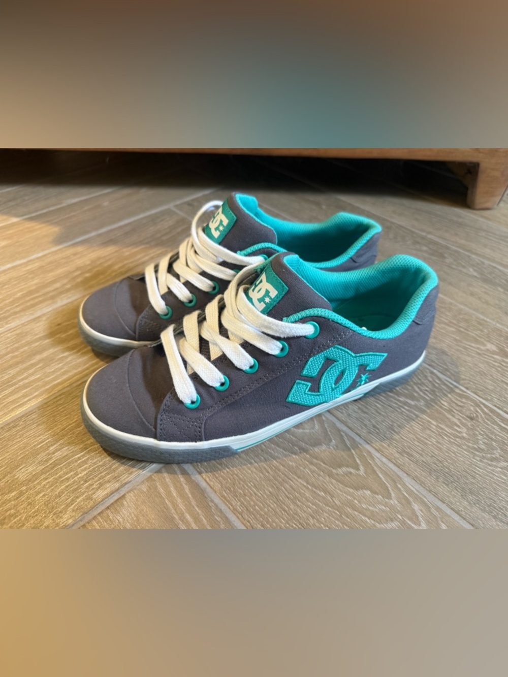 DC Canvas Sneakers in Gray and Teal